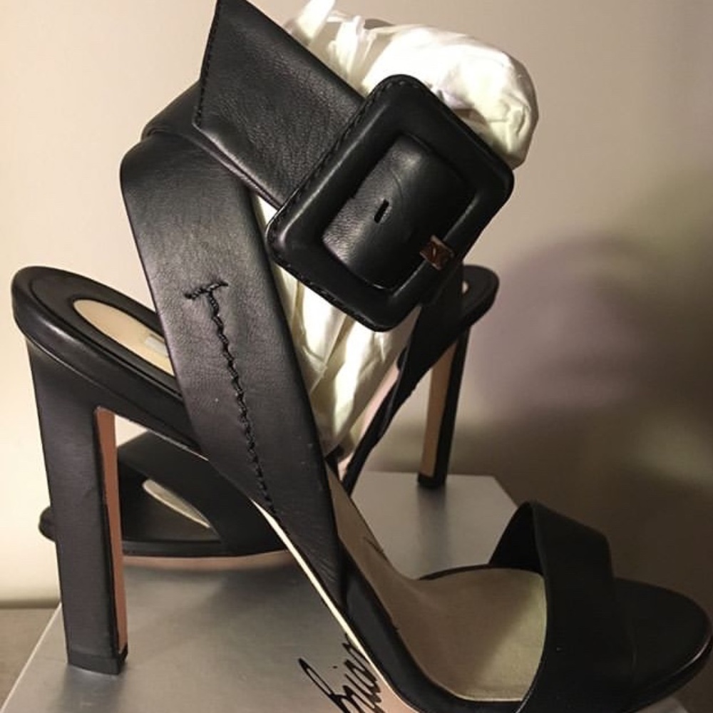 Brian Atwood Leather Ankle Strap Sandals